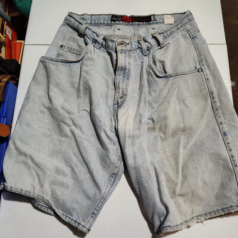 Vintage Levi Strauss Silverlab Denim Shorts Jorts Mens Light Blue